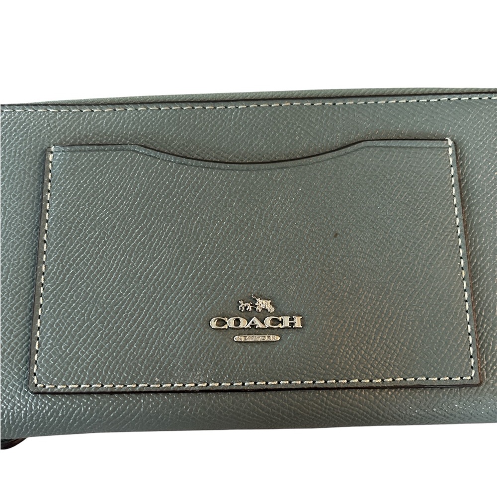 Coach F54007 Crossgrain Accordion Zip Around Leather Wallet - Blue - Picture 2 of 4